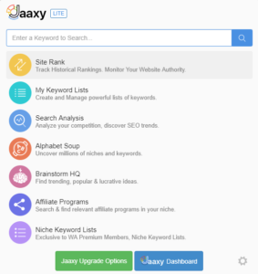 Screenshot of Jaaxy tool in Wealthy Affiliate