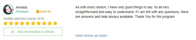 Screenshot of a review for wealthy affiliate