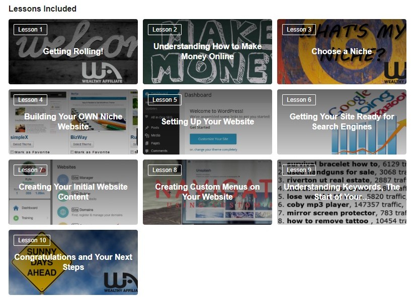 Screenshot of wealthy affiliate training course