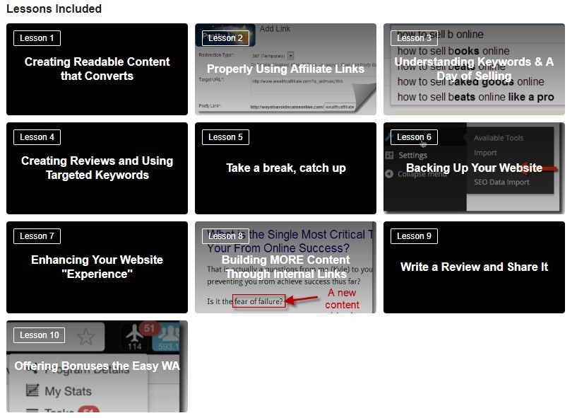 Screenshot of wealthy affiliate training